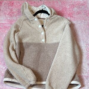 Outdoor Voices Cream and Brown Teddy Jacket